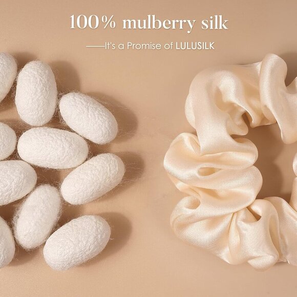 Silk Scrunchies Set of 3 Mulberry Silk No Damage Hair Ties for Women Girls main image 6